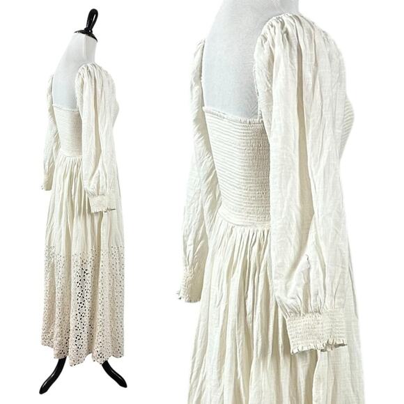 Free People Ethereal Dainty Perfect Storm Midi Dress Ivory Cream Large Cottage - Picture 11 of 16